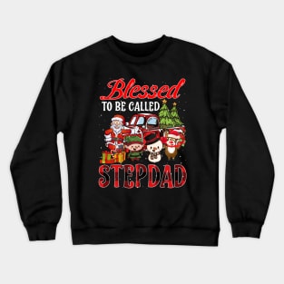 Blessed To Be Called Stepdad Christmas Buffalo Plaid Truck Crewneck Sweatshirt